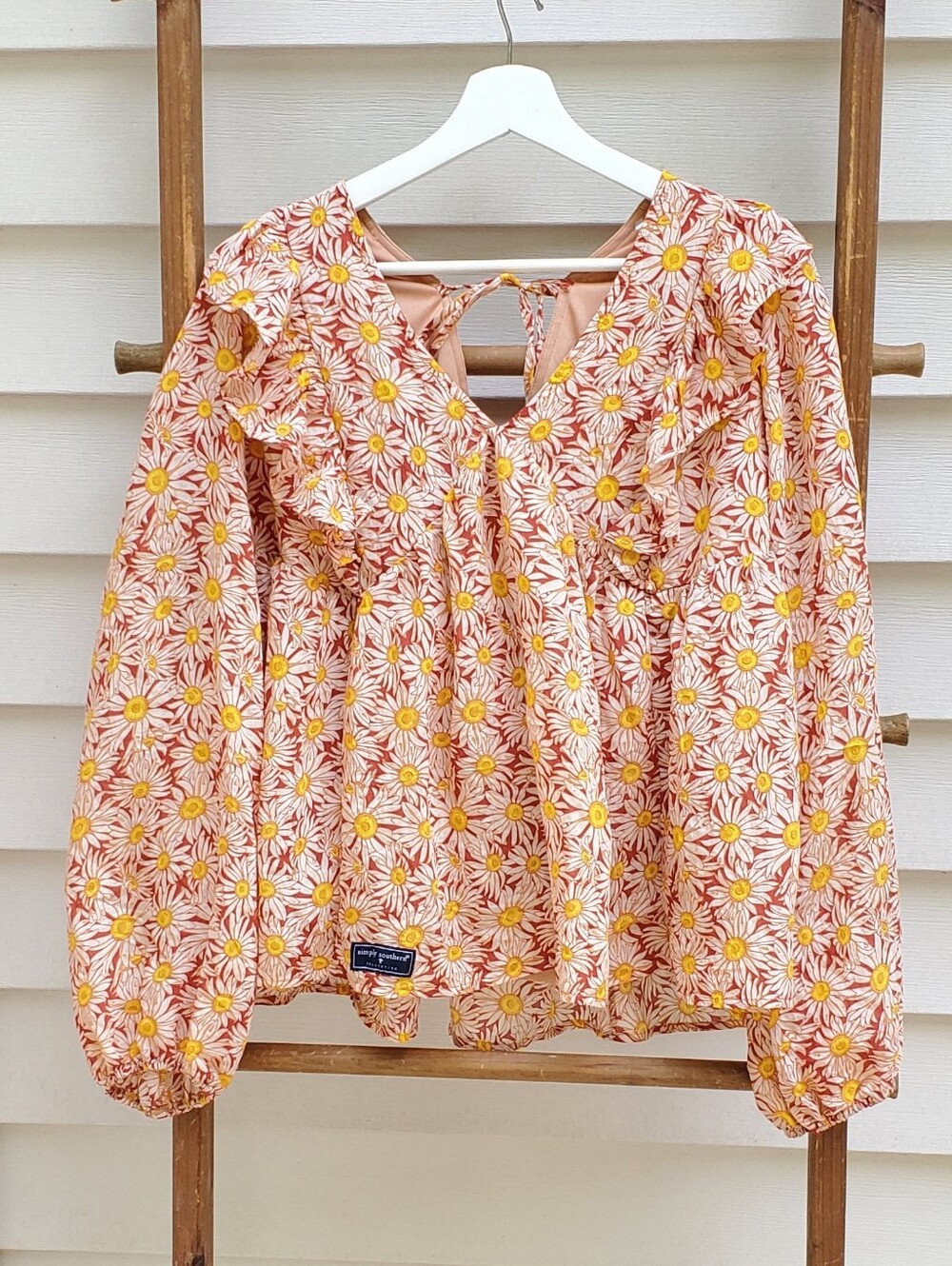 NEW! Simply Southern Long-Sleeve Floral Blouse Size XL - Picture 2 of 6